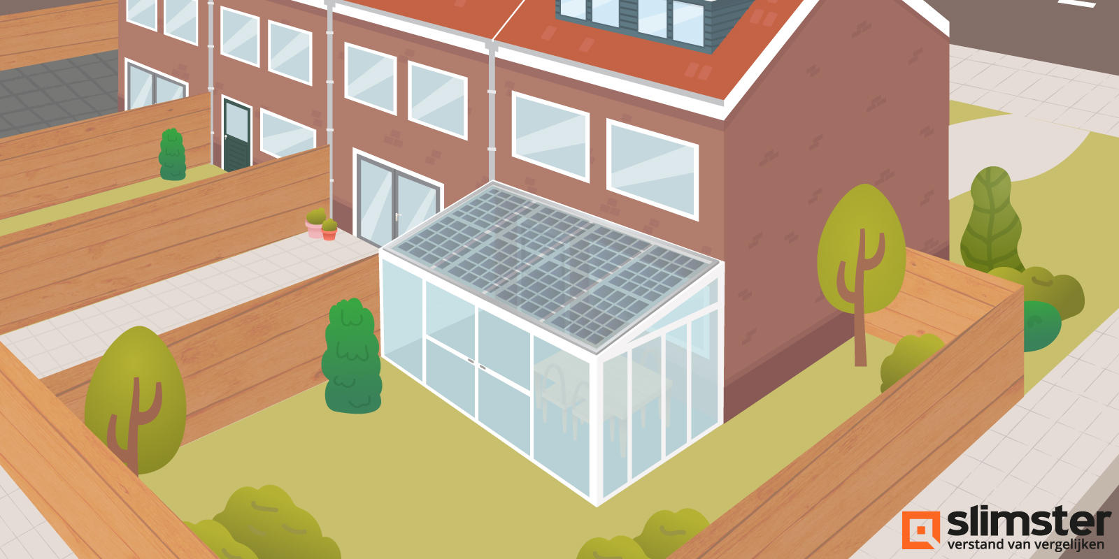 Zonnepanelen op serre